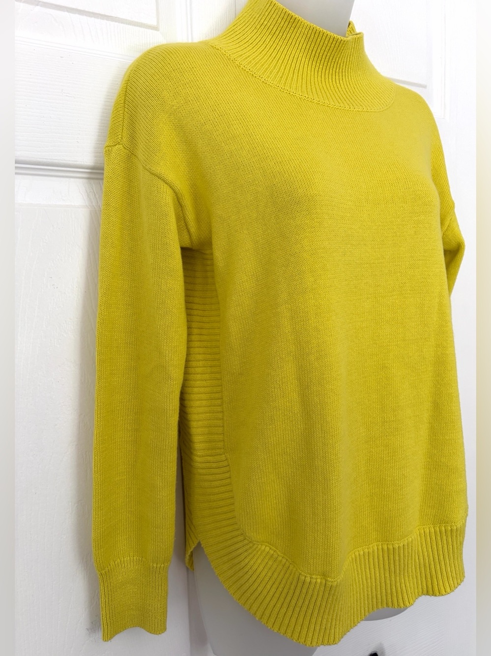 Zaket & Plover Sweater Funnel Neck Cashmere Cotton Blend Sweater Yellow XS - Picture 3 of 13